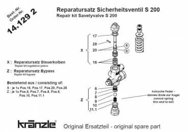 Kränzle     Reparatur-Satz für S 250