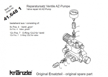 Kränzle Reparatursatz Ventile für AZ-Pumpe - grün