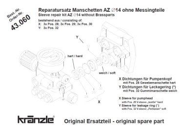 Kränzle     Reparatur-Satz Manschetten für AZ-Pumpe