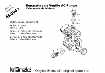 Kränzle Reparatur Satz Ventile K 1050 / TS / TS T