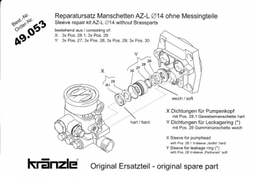 Kränzle    Reparatur-Satz Manschetten AZ-L 14mm