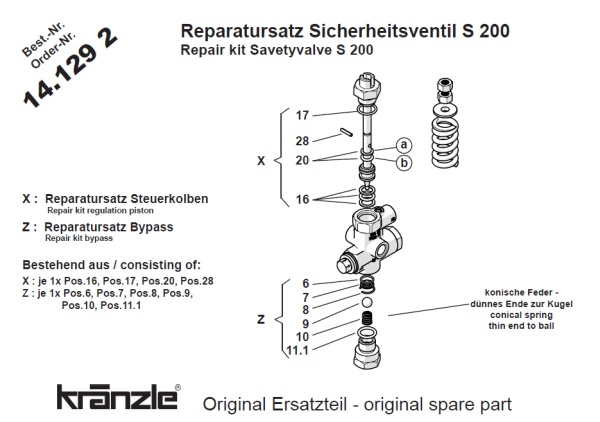 Kränzle     Reparatur-Satz für S 250