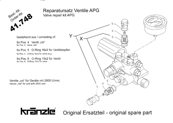 Kränzle     Reparatursatz Ventile (rot)